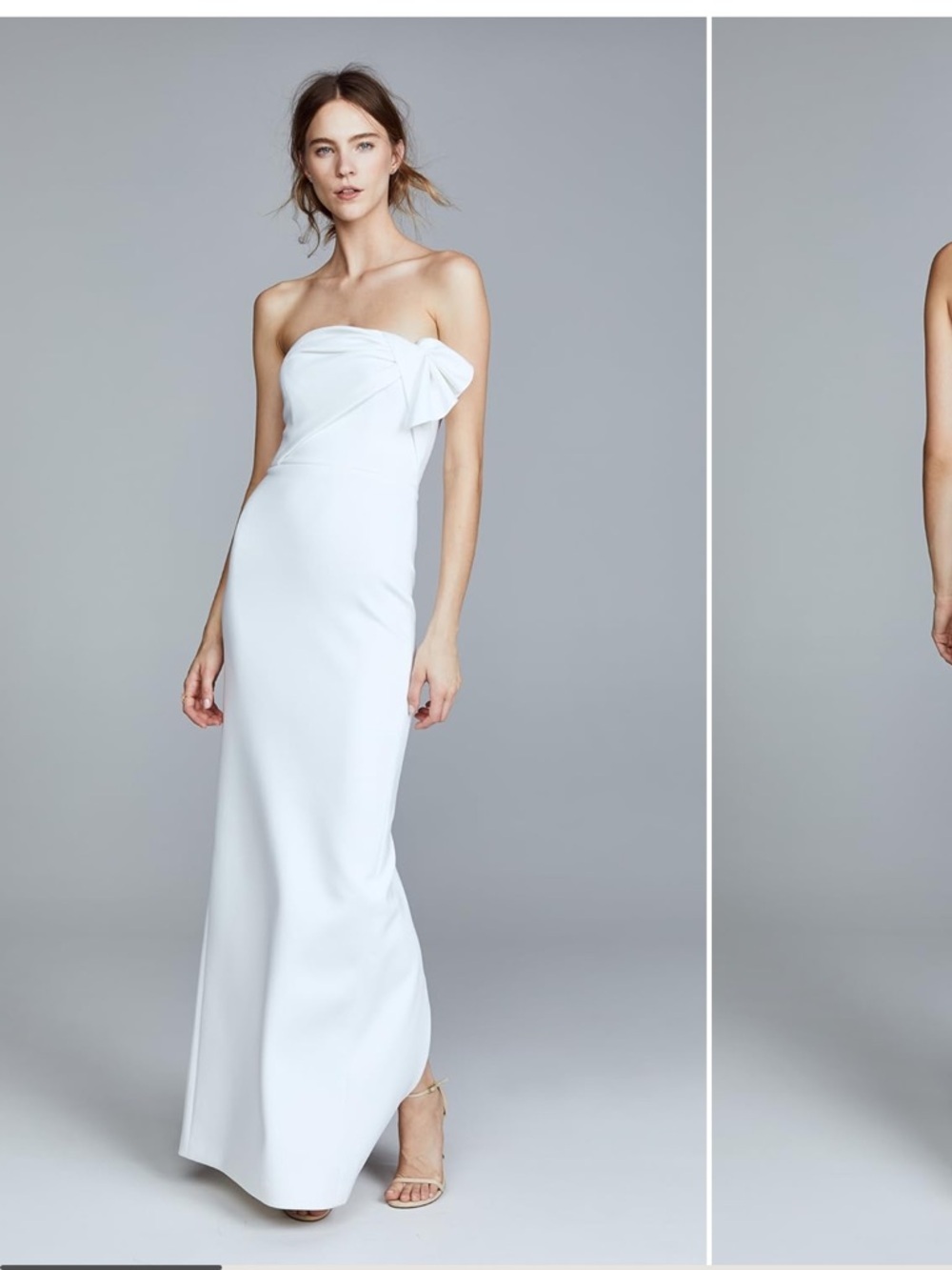 Black Halo Davina Gown White/ Whip Cream Size 8 Strapless White Bow-Accent Gown